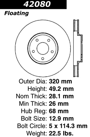 Brake Rotor Size Chart