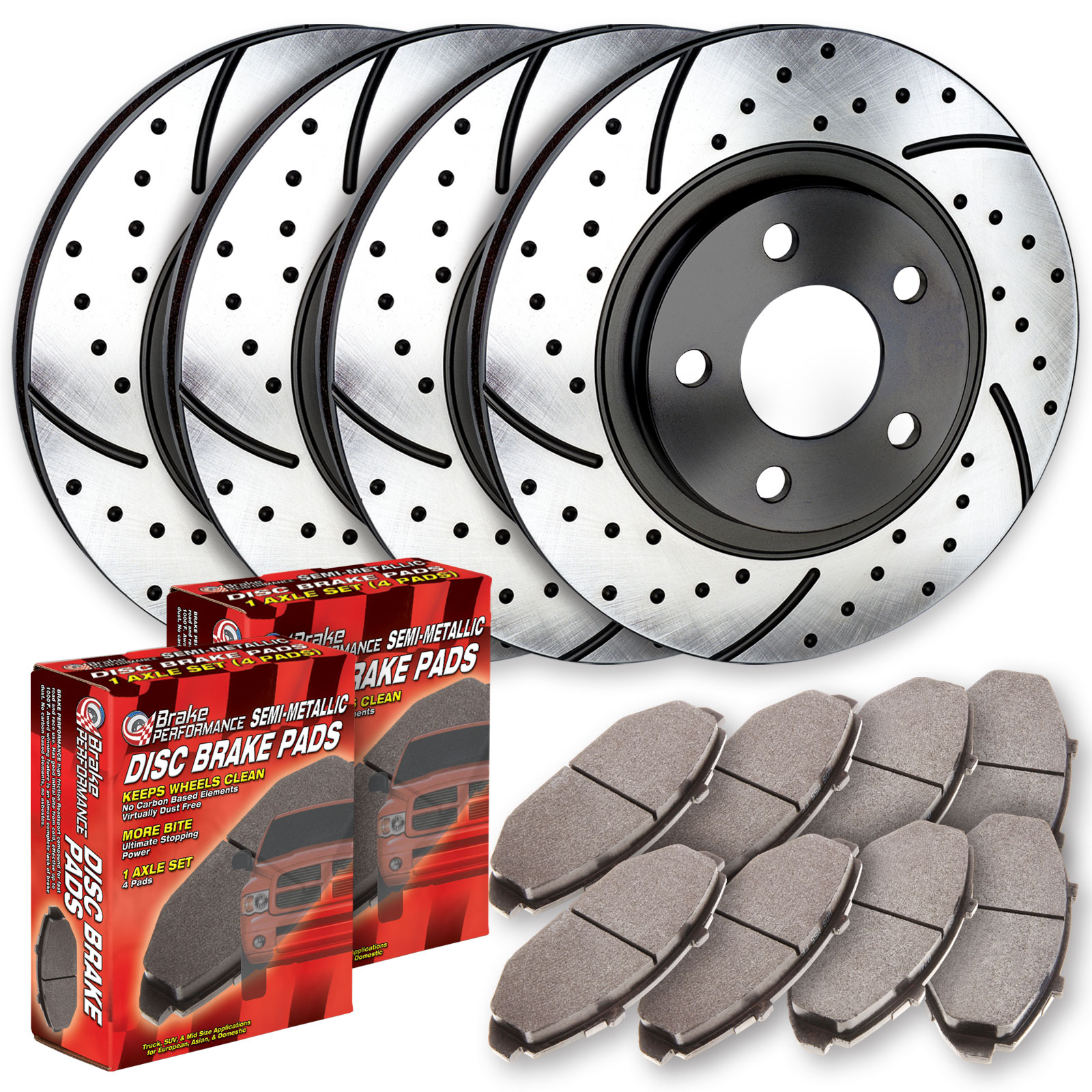TRQ Performance Drilled Slotted Brake Rotor Posi Ceramic Pad & Hub