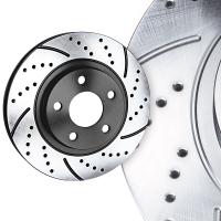 Premium Performance Drilled and Slotted Disc Brake Rotors Pair Front Set 